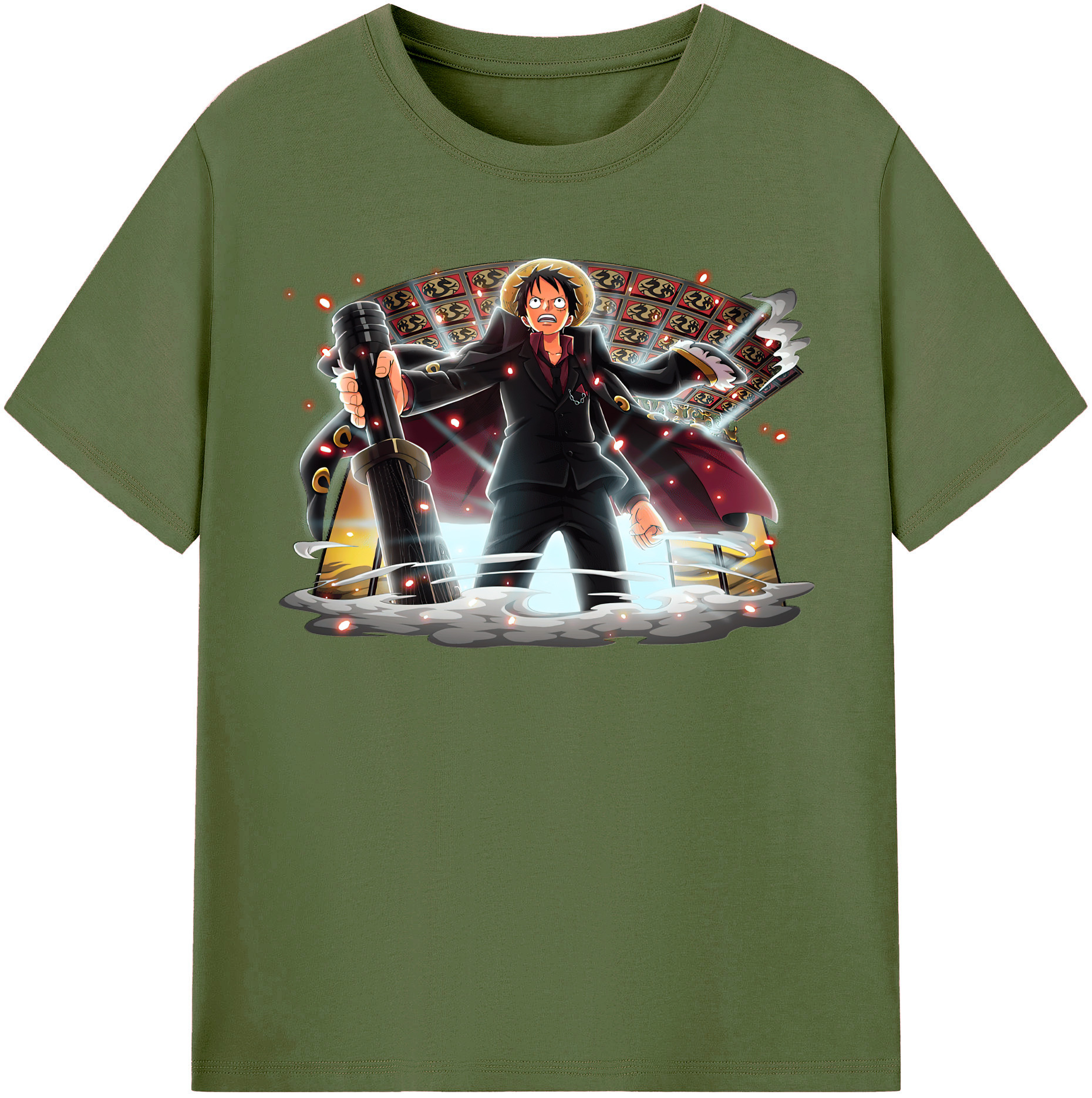 ワンピース モンキー・D・ルフィ ONE PIECE Monkey D. Luffy 綿100％半袖Tシャツ（フロントプリント）